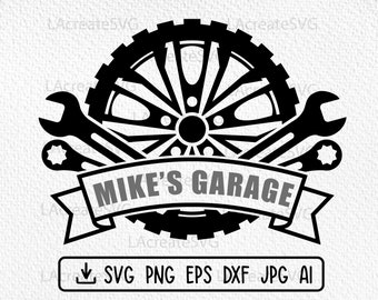 Mechanic logo Svg Png Cut file, Wheel Svg, Car Tire Svg, Wrenches Car Repair Svg, Car Mechanic tools Svg, Vehicle logo, Dad garage svg
