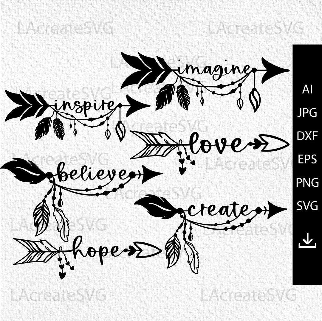 Arrow SVG PNG DXF, Inspirational Arrow Svg, Tribal Boho Arrows Bundle ...