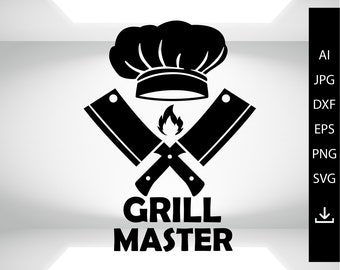 Grill master svg, BBQ Svg File, Grill Apron design Svg, Barbecue svg grilling svg, Grill father svg cut file, Silhouette Clipart
