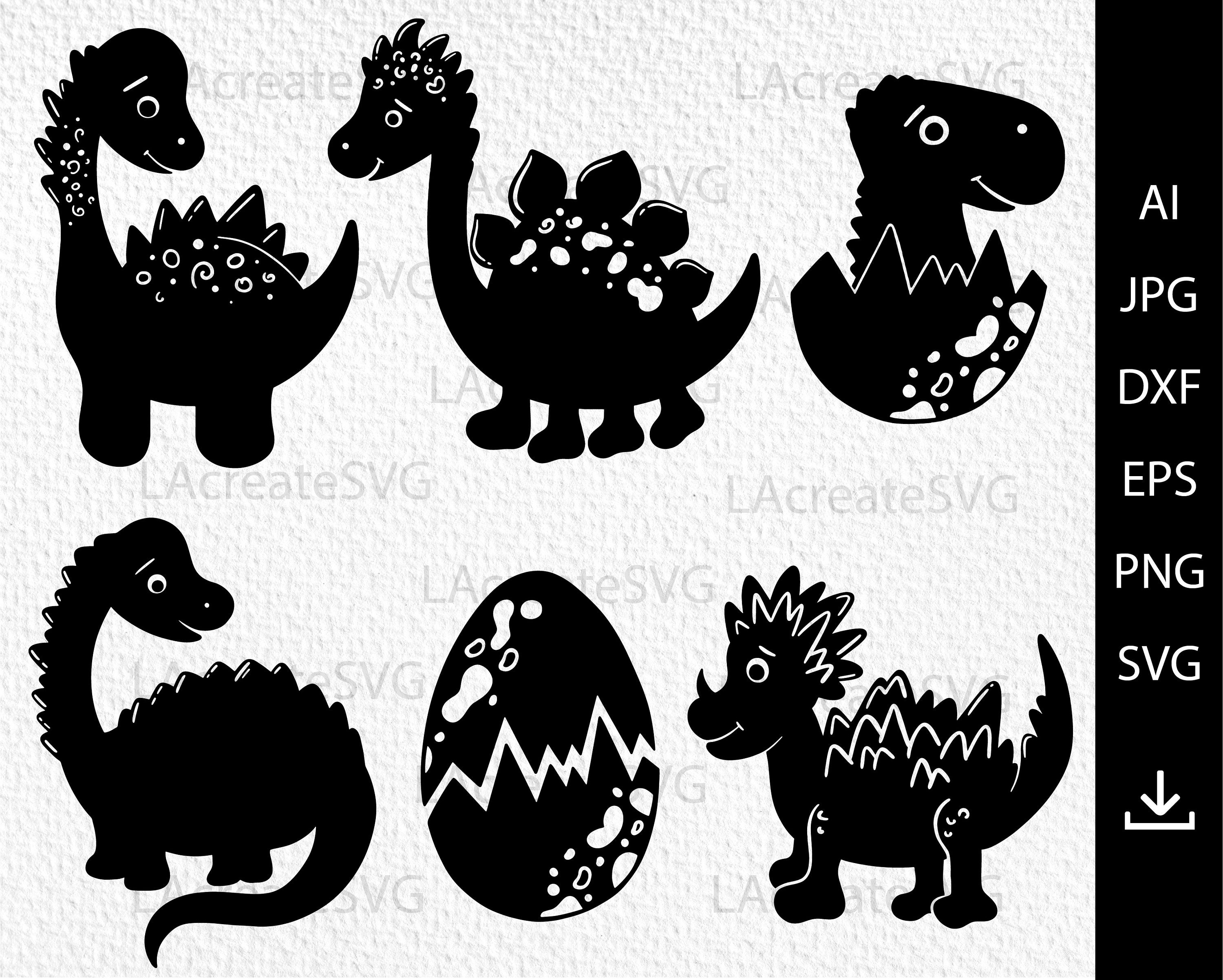 Dinosaur Bundle Svg Pnf Dxf, Cute Baby Dinosaur SVG, T Rex Triceratops ...