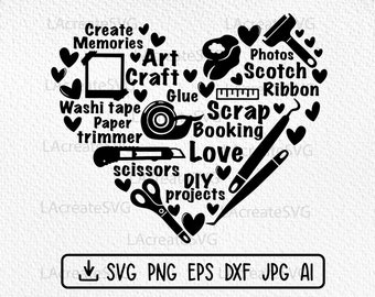 Scrapbooking Craft SVG, Crafting lover hobby Svg Png Dxf Cut file, Crafter t shirt design, Craft room decor, Scrapbooking tools Silhouette