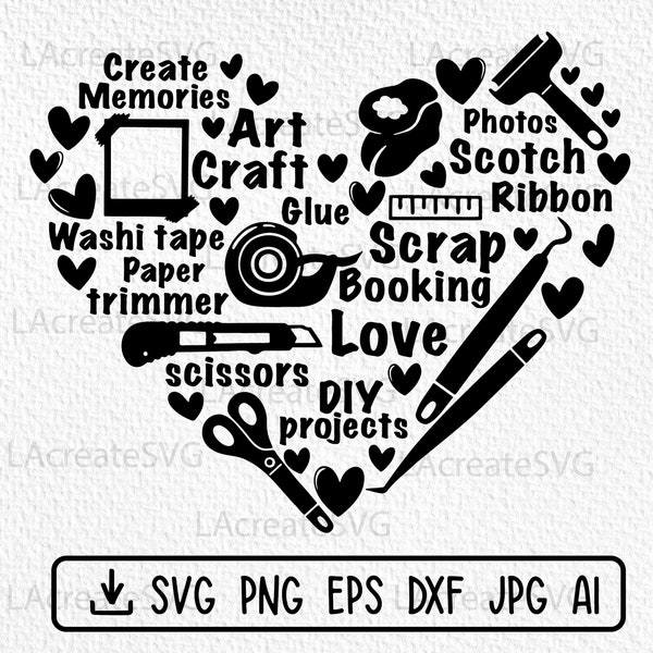 Scrapbooking Craft SVG, Crafting lover hobby Svg Png Dxf Cut file, Crafter t shirt design, Craft room decor, Scrapbooking tools Silhouette