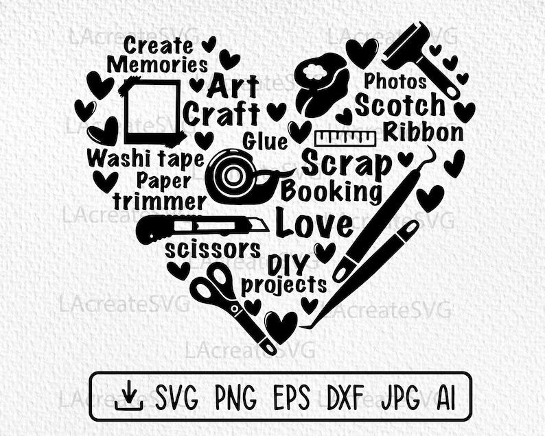 Scrapbooking Craft SVG, Crafting lover hobby Svg Png Dxf Cut file, Crafter t shirt design, Craft room decor, Scrapbooking tools Silhouette image 1