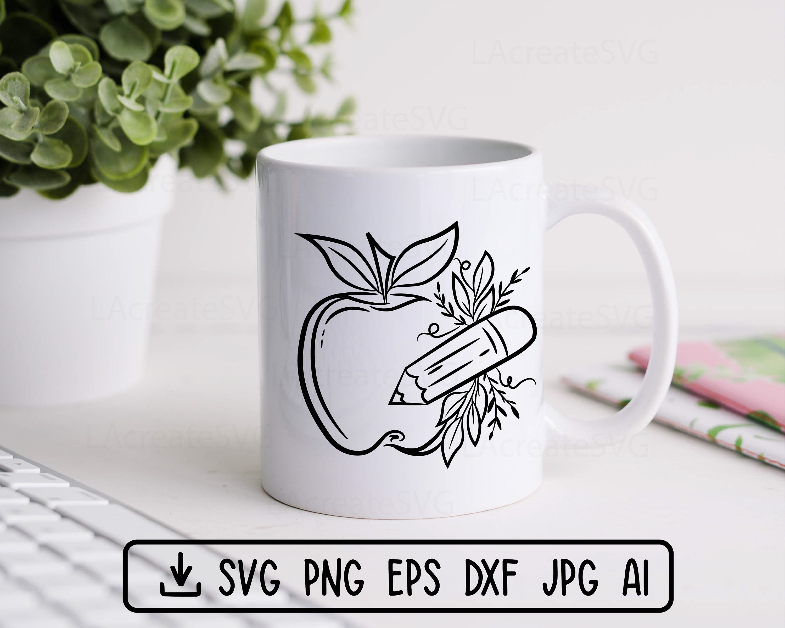 Teacher Apple Pencil Svg File, Back to School Svg, Teacher T Shirt ...