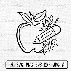 Arquivo Svg de lápis de maçã do professor, De volta às aulas Svg, Design de camiseta do professor Svg Png Sublimação, Melhor vida de professor, Apreciação do professor Svg