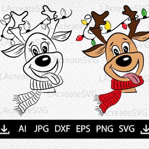 Kleiner Hirsch svg, Weihnachten Rentier Geweih SVG, Baby Hirsch SVG PNG DXF geschnitten Datei Silhouette, Rentier Gesicht png, Weihnachten Dekor svg