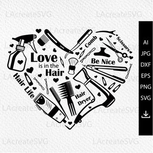 Hairdresser heart SVG PNG, Hair stylist with love svg, Hairstylist logo svg, Hair dryer svg, Hairdresser apron design svg Salon scissors svg