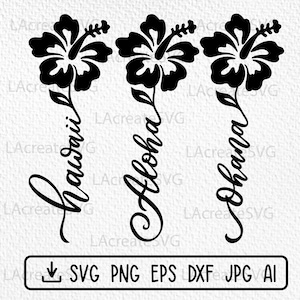 Hawaiian Hibiscus flowers SVG Aloha Ohana svg shirt design, Hawaii Summer Beach T-Shirt Svg Png Dxf Vacation mode Cut file Silhouette