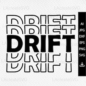 Puede incluir: Dise&ntilde;o gr&aacute;fico en blanco y negro de la palabra "DRIFT" con las letras apiladas una encima de la otra en un efecto de capas.