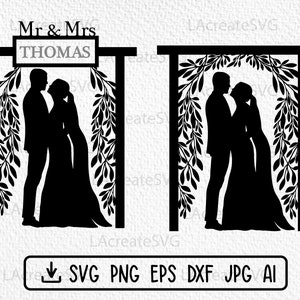 Hochzeit Paar Split Monogramm SVG Png Dxf, Familienname Mr und Mrs, Liebhaber Rahmen svg,