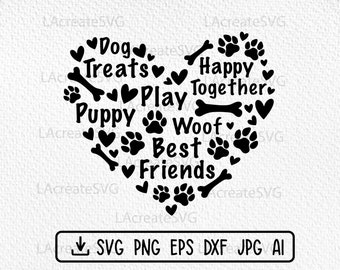 Dog Quotes Love Heart svg, Dog svg for shirts, Dog saying mug Svg Png, Dog paw print svg, Dog mom Cut file Clipart