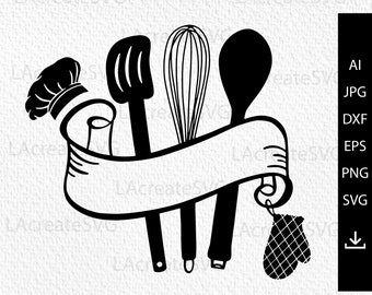 Kitchen Utensils svg, Baking logo svg, Monogram Baking svg, Cooking svg,  Gifts for Bakers Printable, Apron design Svg , Kitchen decal svg