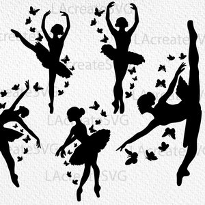 Fichier svg ballerine fille pour Cricut, Dance Ballet Svg Png Dxf Silhouette Sublimation, Dancing woman figure svg, Ballerine avec fleurs svg