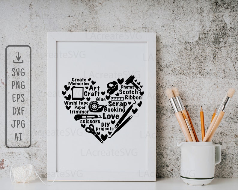 Scrapbooking Craft SVG, Crafting lover hobby Svg Png Dxf Cut file, Crafter t shirt design, Craft room decor, Scrapbooking tools Silhouette image 3