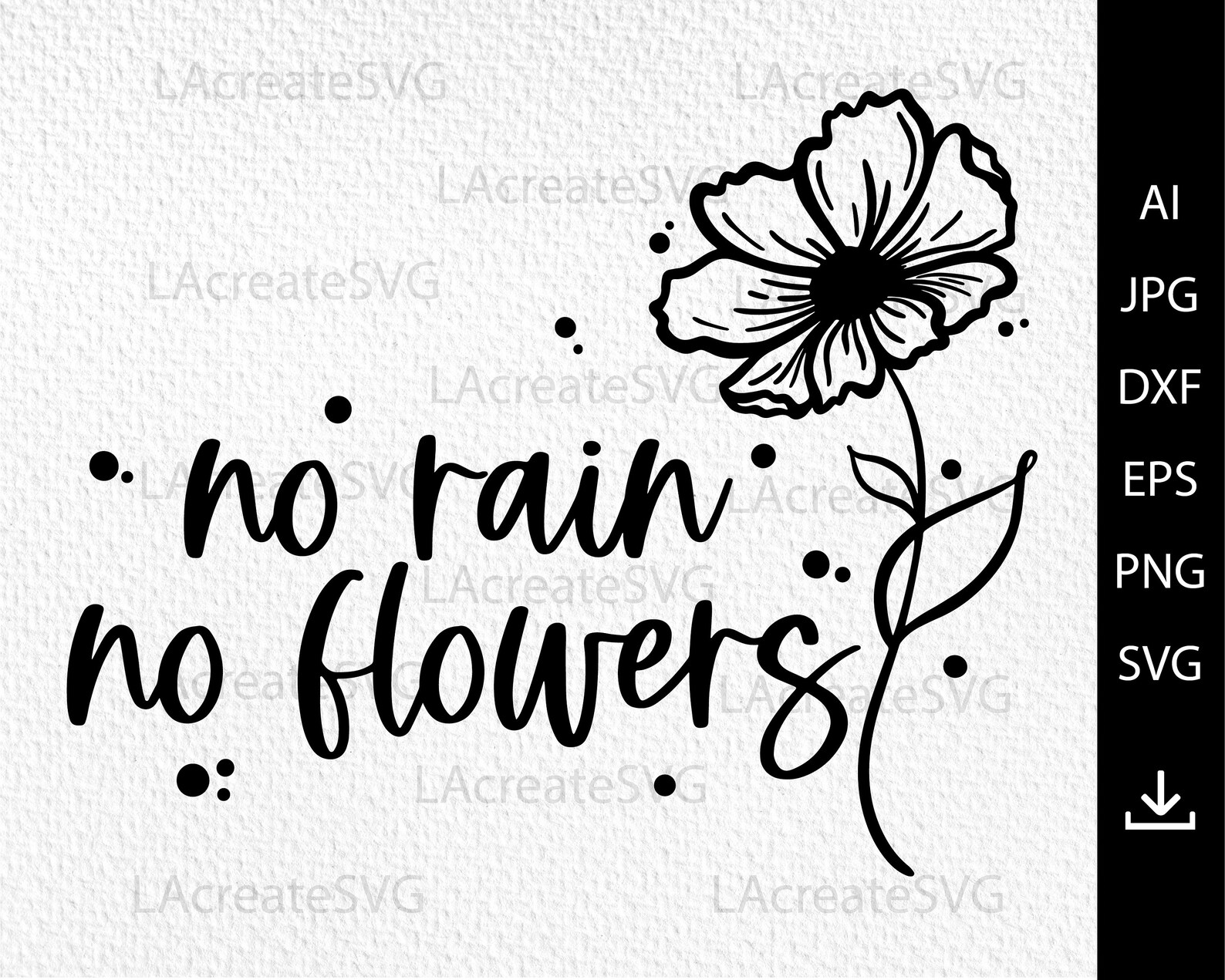 No Rain No Flowers Svg Floral Inspirational Quotes Svg Png Etsy