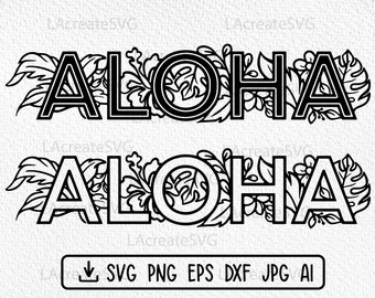 Design de camisa Aloha svg, Havaí Verão SVG PNG DXF, Praia svg Havaiano svg Hibisco Flores svg Folhas tropicais Modo de férias Arquivo de corte de papel