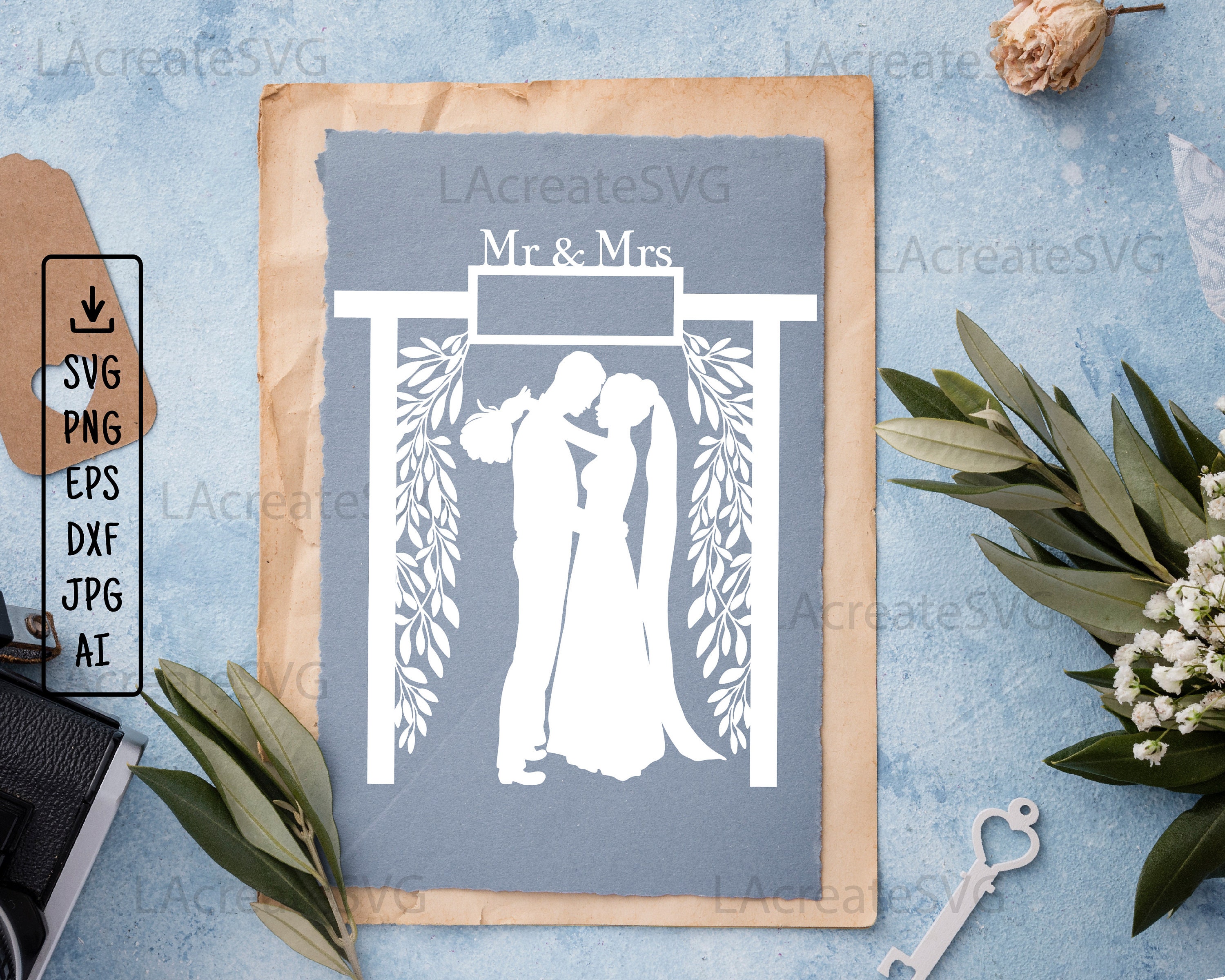 Wedding Couple Arch SVG File, Bride Groom Svg Cut File, Mr Mrs Name ...