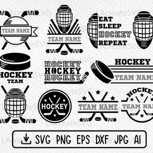 Paquete de hockey sobre hielo 11 SVG PNG, diseño de logotipo del equipo de hockey, deporte de invierno svg, jugadores fanáticos del hockey Hockey split clipart Silhouette Digital Download