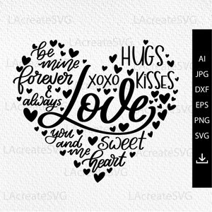 Liebe Herz Svg, Valentine Svg-Datei, sein meine Svg, Huds und Küsse Svg, happy Valentinstag Svg, Herz SVG-Datei, Valentine Shirt Becher Design