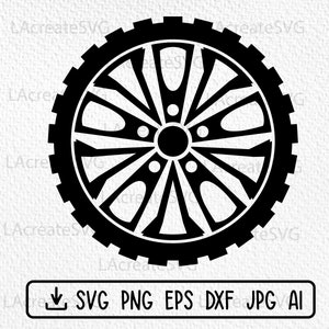 ホイール カー タイヤ SVG PNG Dxf、メカニック ロゴ SVG カット ファイル、レンチ カー リペア SVG、カー メカニック ツール SVG、ロゴ、お父さんガレージ SVG、タイヤ リム カー