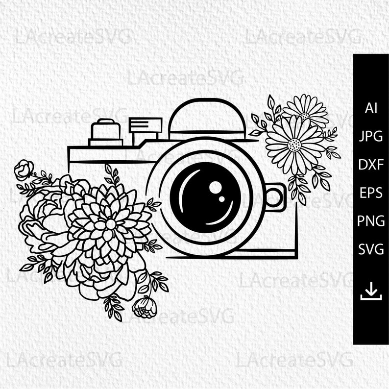 Download Camera svg file for cricut Floral camera svg Photography svg | Etsy