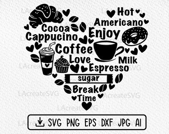 Coffee Quotes Svg Png Dxf Cut file, Coffee Design Svg, Coffee addict svg, Coffee svg for beer glass, Coffee lover heart, Espresso, Cappucino