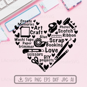 Scrapbooking Craft SVG, Crafting lover hobby Svg Png Dxf Cut file, Crafter t shirt design, Craft room decor, Scrapbooking tools Silhouette image 2