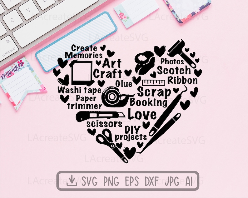 Scrapbooking Craft SVG, Crafting lover hobby Svg Png Dxf Cut file, Crafter t shirt design, Craft room decor, Scrapbooking tools Silhouette image 2