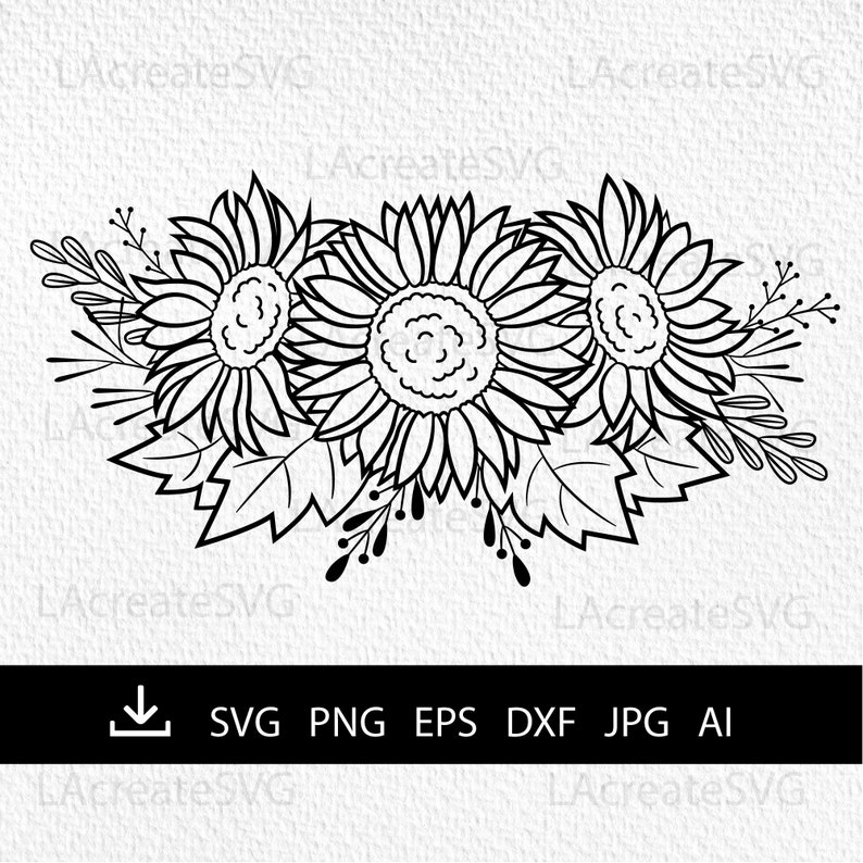 Download Sunflower SVG DXF Floral bouquet svg Flowers svg Botanic ...