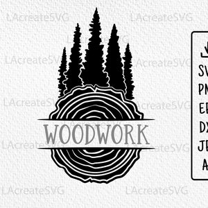 Legno sega grano svg, Monogramma di lavorazione del legno SVG PNG PXF, Carpenter logo svg, Forest Tree legno fetta svg, boscaiolo svg, Split Wood Logo Cricut