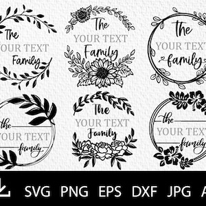 Family Split Monogram Bundle SVG, Family Last Name Floral Wreath Svg ...