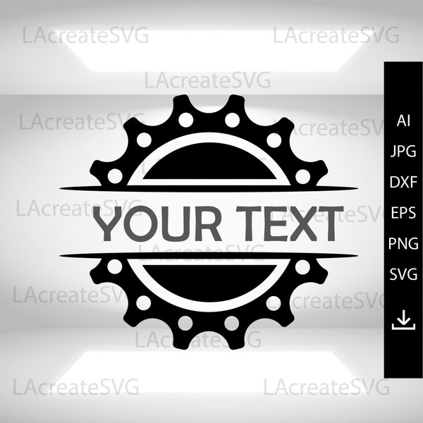 Simple bicycle gears svg, Gear logo personalized, Cogs Gears svg cut file, Gear name frame svg Silhouette, Cog wheels svg, Mechanic logo svg