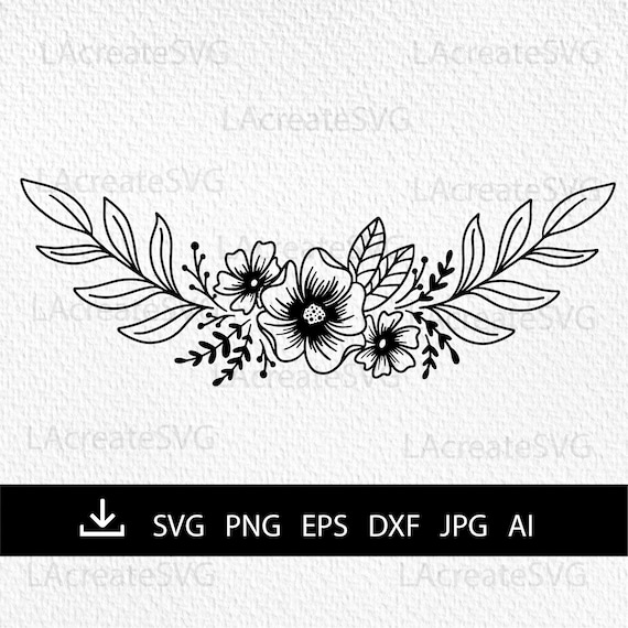 Download Simple Wild Flowers Border Svg Png Dxf File Floral Border Svg Etsy