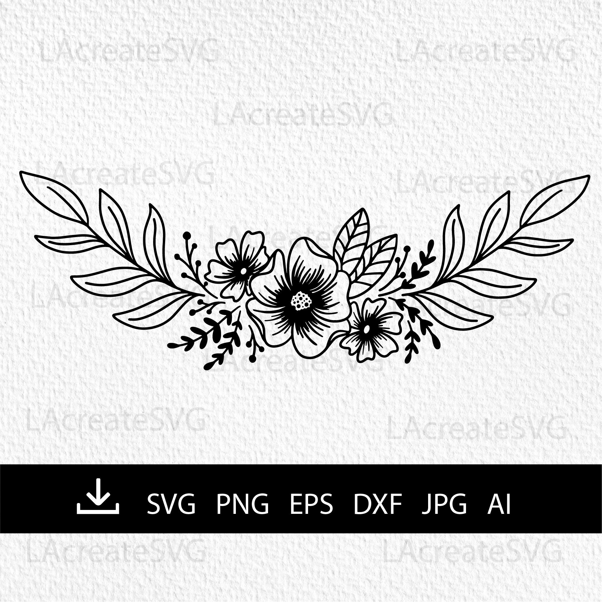 Download Simple Wild Flowers Border Svg Png Dxf File Floral Border Svg Etsy