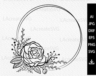 Rose wreath svg, rose silhouette svg, rose svg, svg cut file, floral wreath  svg, decorative frame svg, decorative border svg, flower border svg, floral  design svg, floral frame svg, flower bundle svg