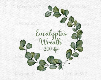 Gentle Eucalyptus circle wreath PNG clipart Wedding logo design, Watercolor eucalyptus round frame, Eucalyptus Greenery Corner Border