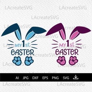 My 1st easter svg cut file, My First Easter SVG PNG, Easter bunny file Cricut, Baby Girl Easter Svg Cute Rabbit Cut File Silhouette, Clipart