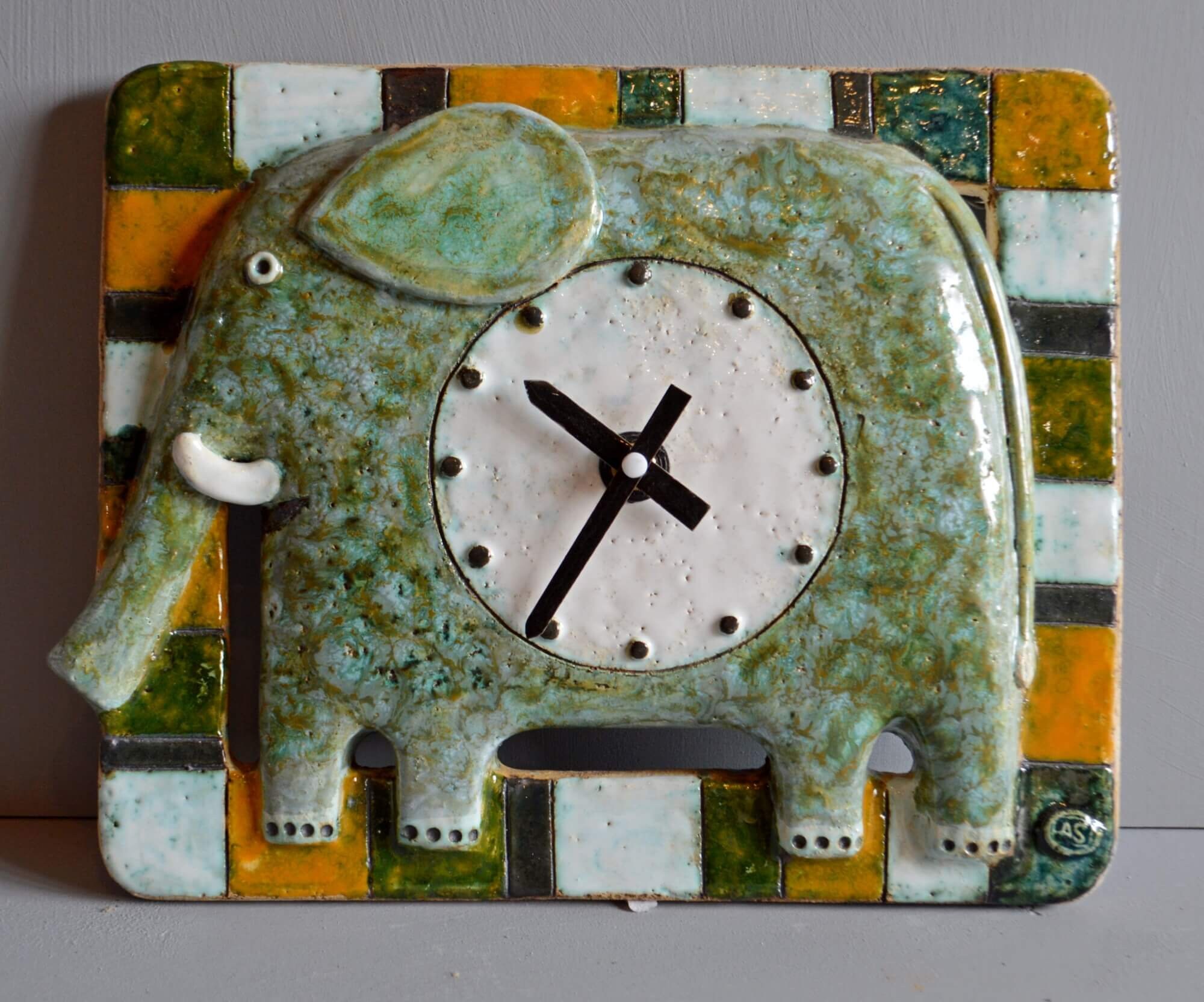 Horloge Murale Éléphant, Céramique