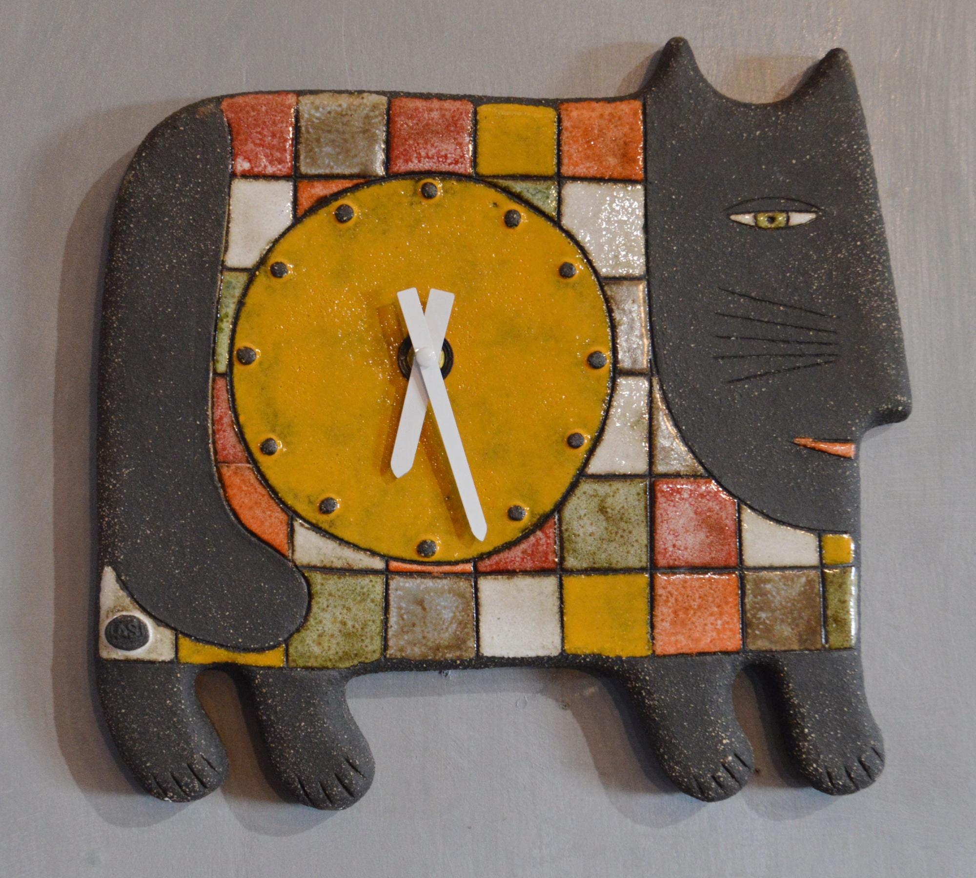 Horloge Murale Chat, Céramique