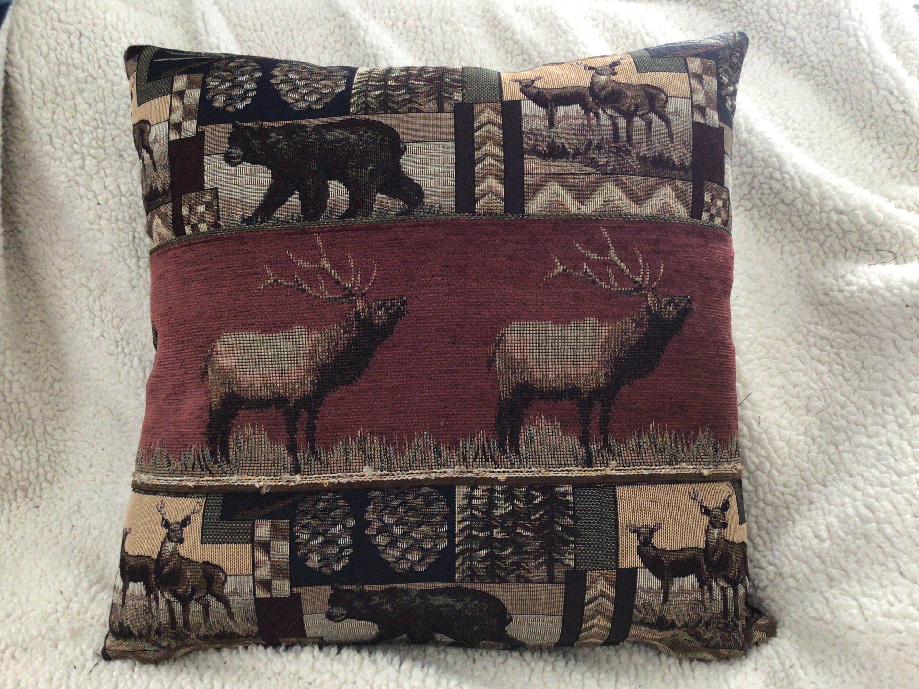 18 elk cabin throw pillow with or without insert. Fabric Etsy