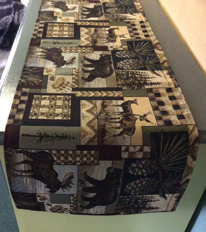 Tapestry Table Runner Placemats Rustic Cabin Decor Bear Etsy