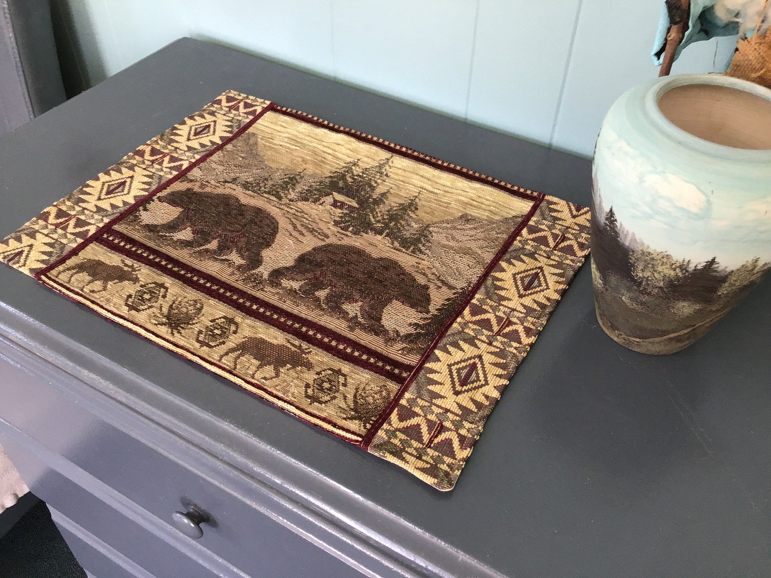 Southwest bear placemats Rustic cabin decor Southwest Bear Etsy