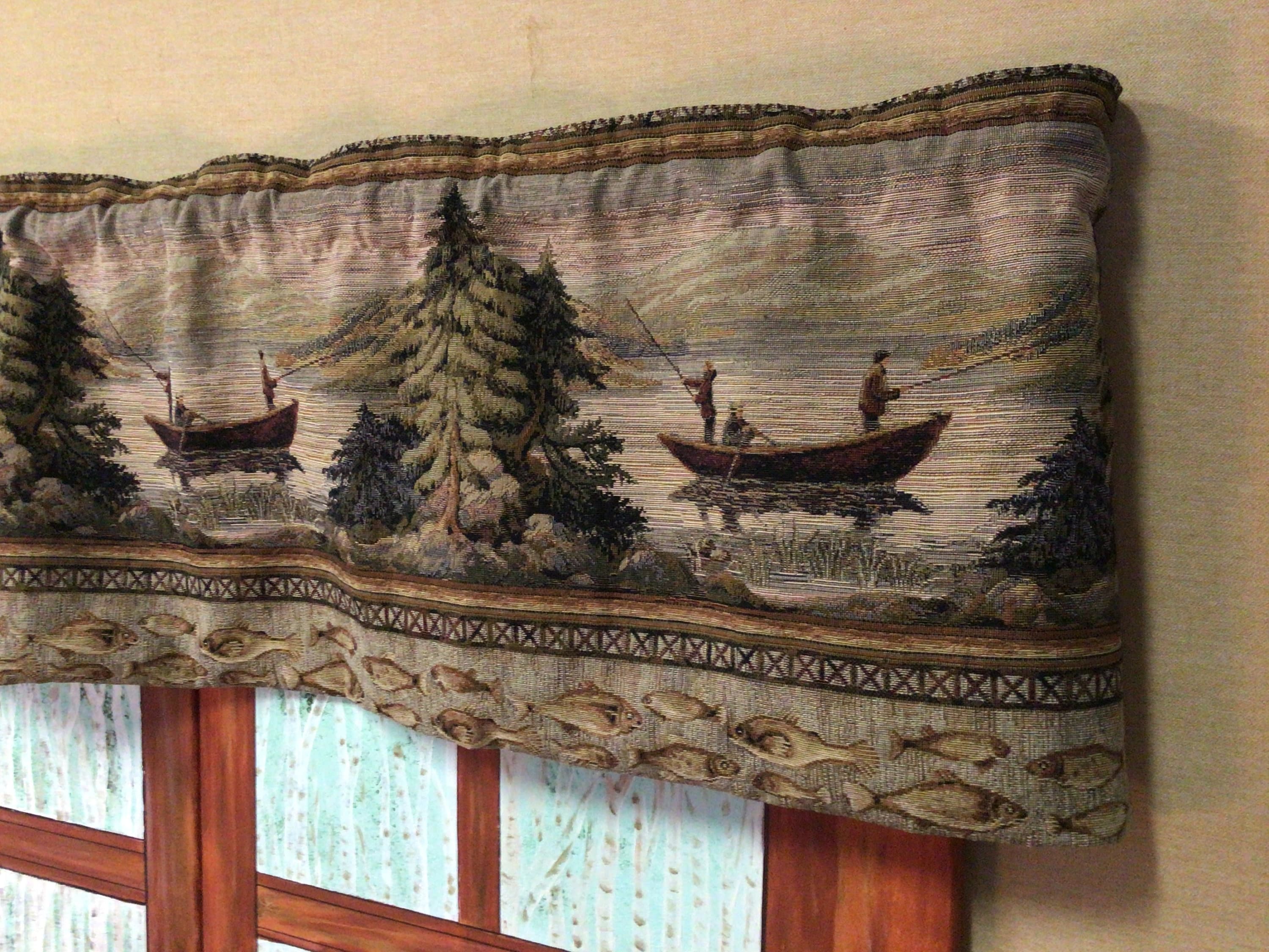Fishing Boat Tapestry Valance. Rustic Cabin Decor Curtain Etsy