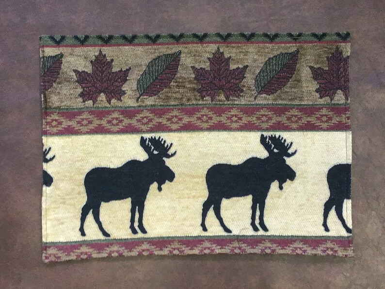 Tapestry placemats 46 per set. Rustic cabin decor Moose Etsy