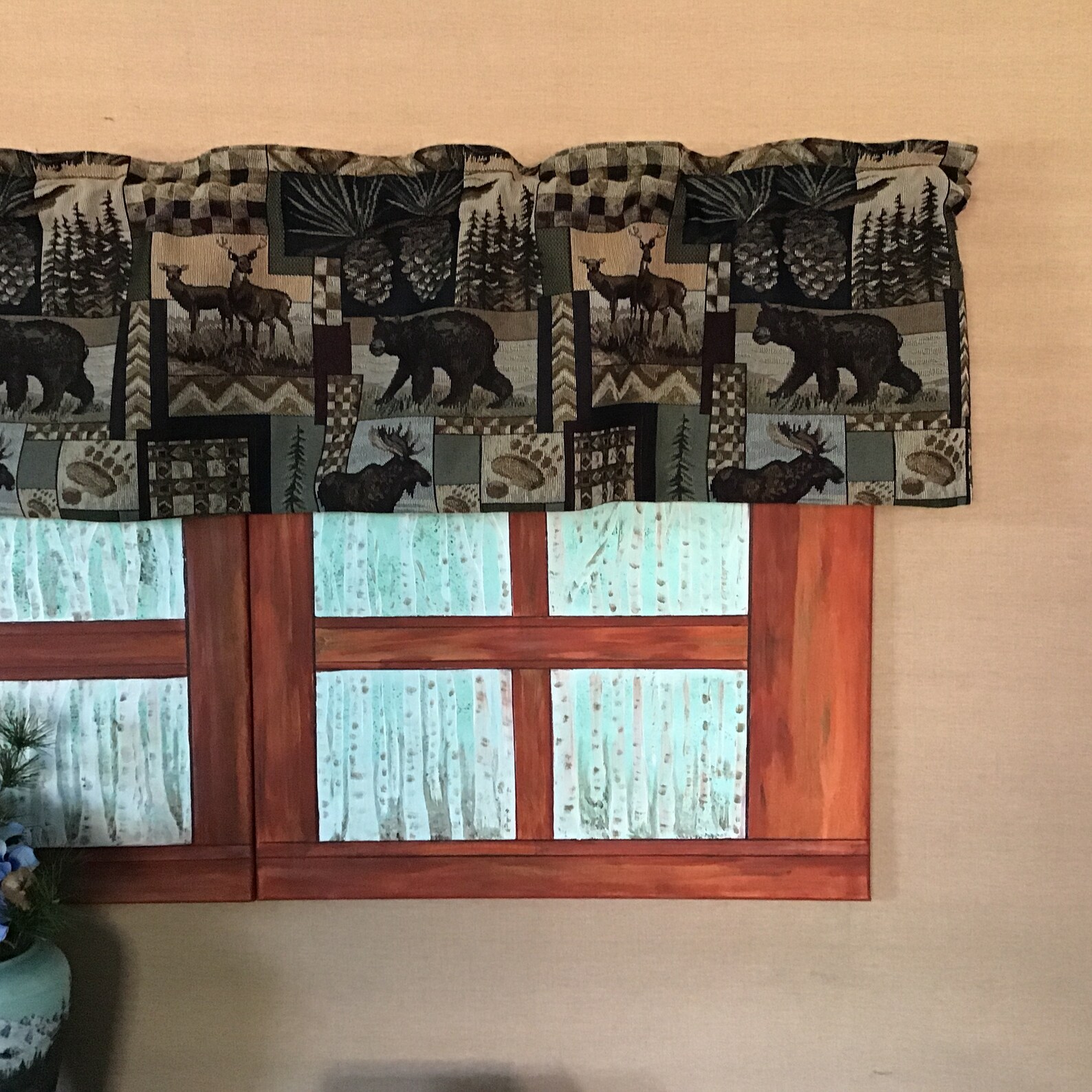 Short 11 long Tapestry valance. Rustic Cabin decor Bay Etsy