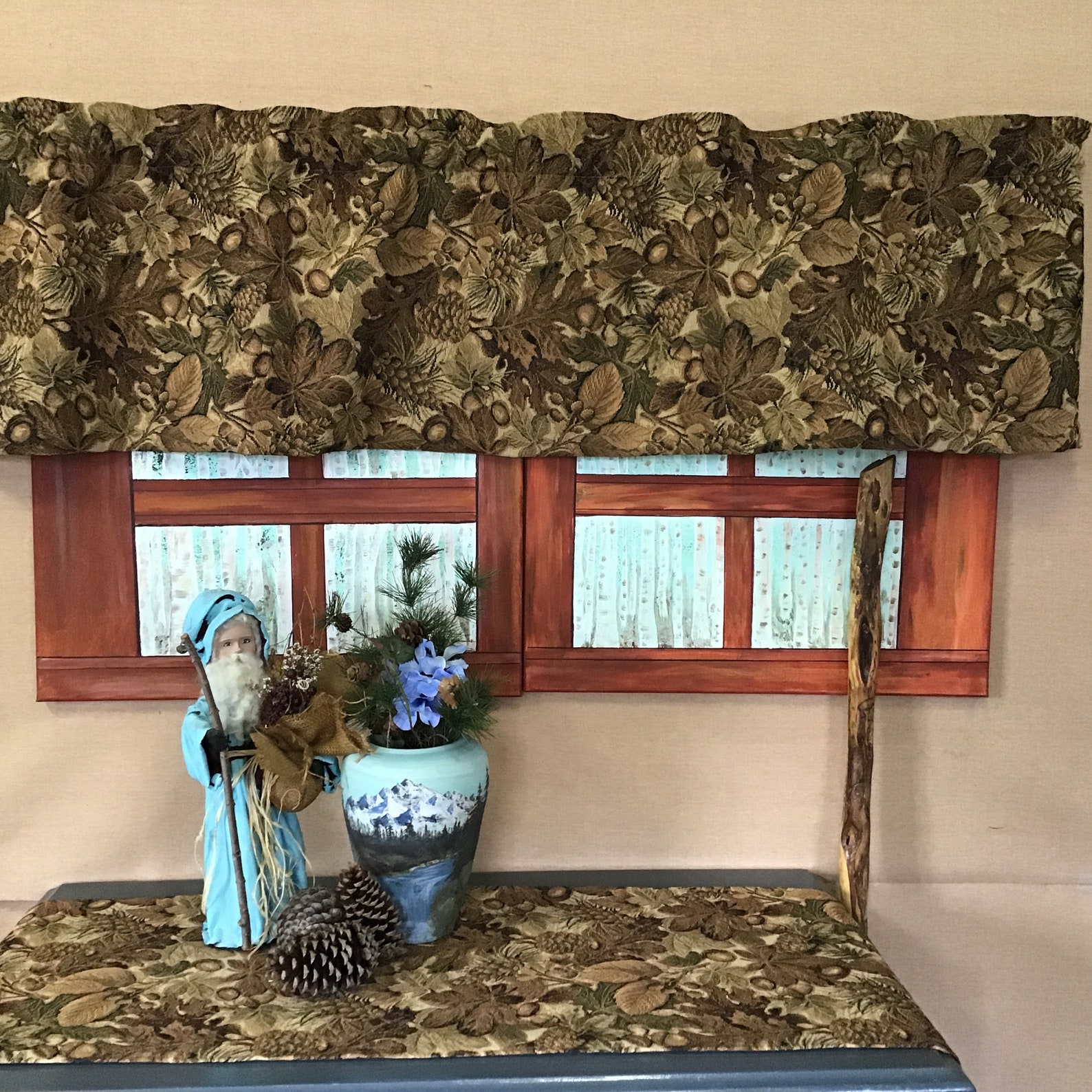 Tapestry Table Runner. Rustic Cabin Decor Leaf and Acorns Etsy