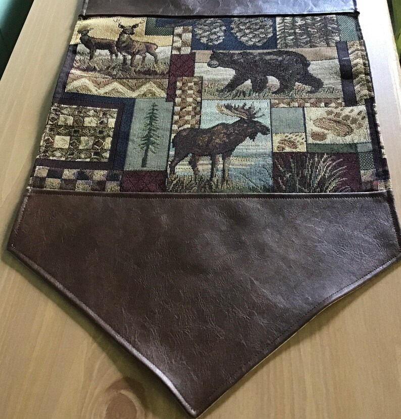 Faux Leather Table Runner Placemats Rustic Cabin Decor Bear Etsy