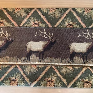 USA sewn Elk and Pinecone placemats, Table Runner, Rustic Cabin Decor