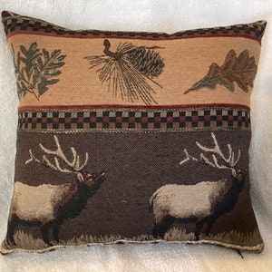 Elk pillow, Western lodge decor, Rustic cabin decor, Ranch, farmhouse, primitive country, log cabin furniture, elk mountain pillow image 5