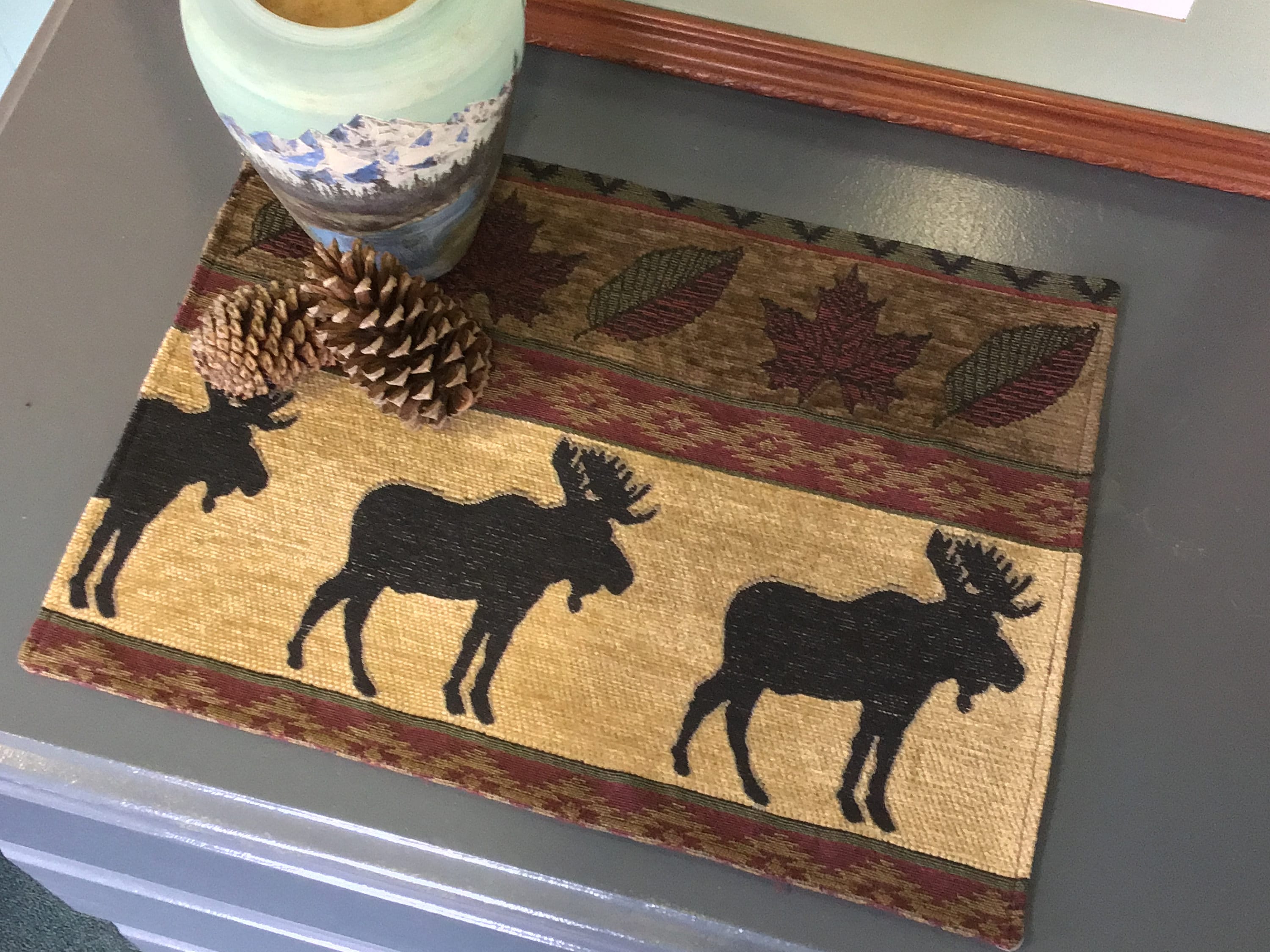Moose cabin placemats Rustic cabin decor Western or Northern Etsy